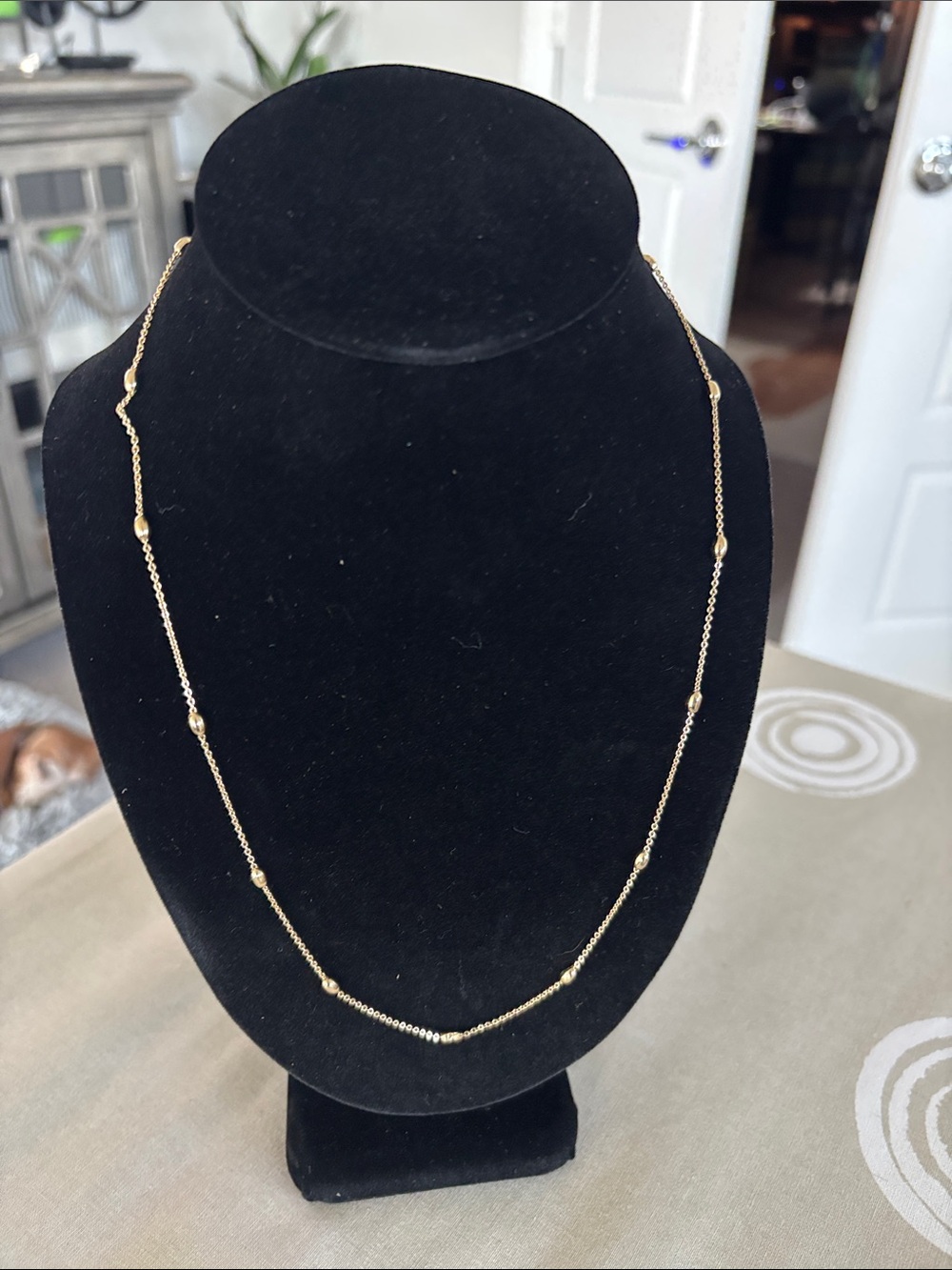 Delicate Gold Station Bead Necklace - Women Jewelry